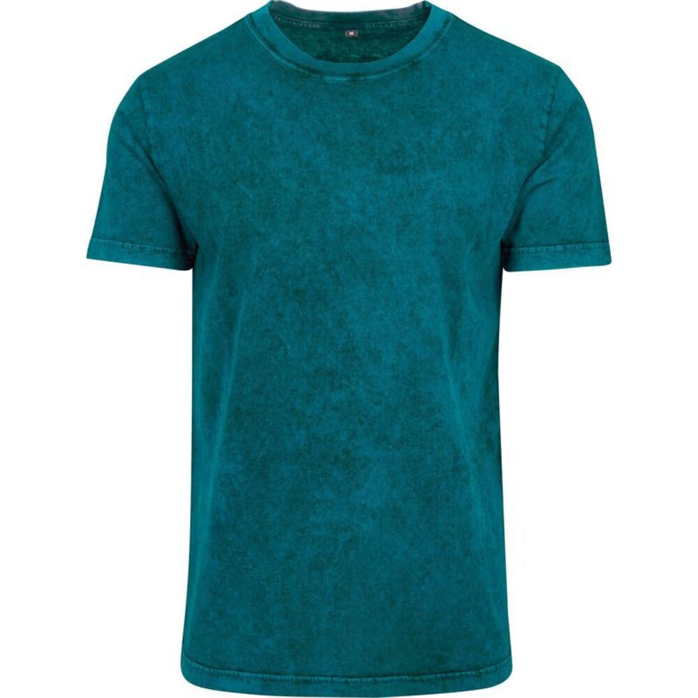Build Your Brand Mens Acid Washed Tee / Teal/Black